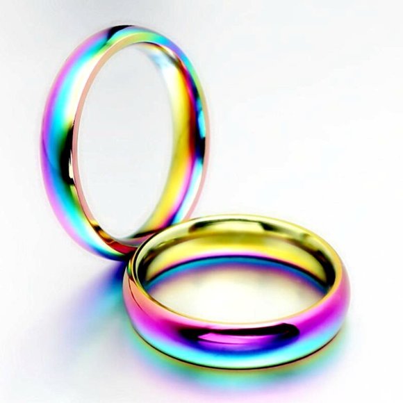 Jewelry - Stainless Steel Thin Rainbow Ring, NWT
